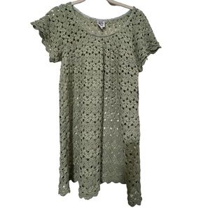 Ivy Jane Women’s Crochet Mini Dress Sage Green Tunic Festival Bohemian Coachella